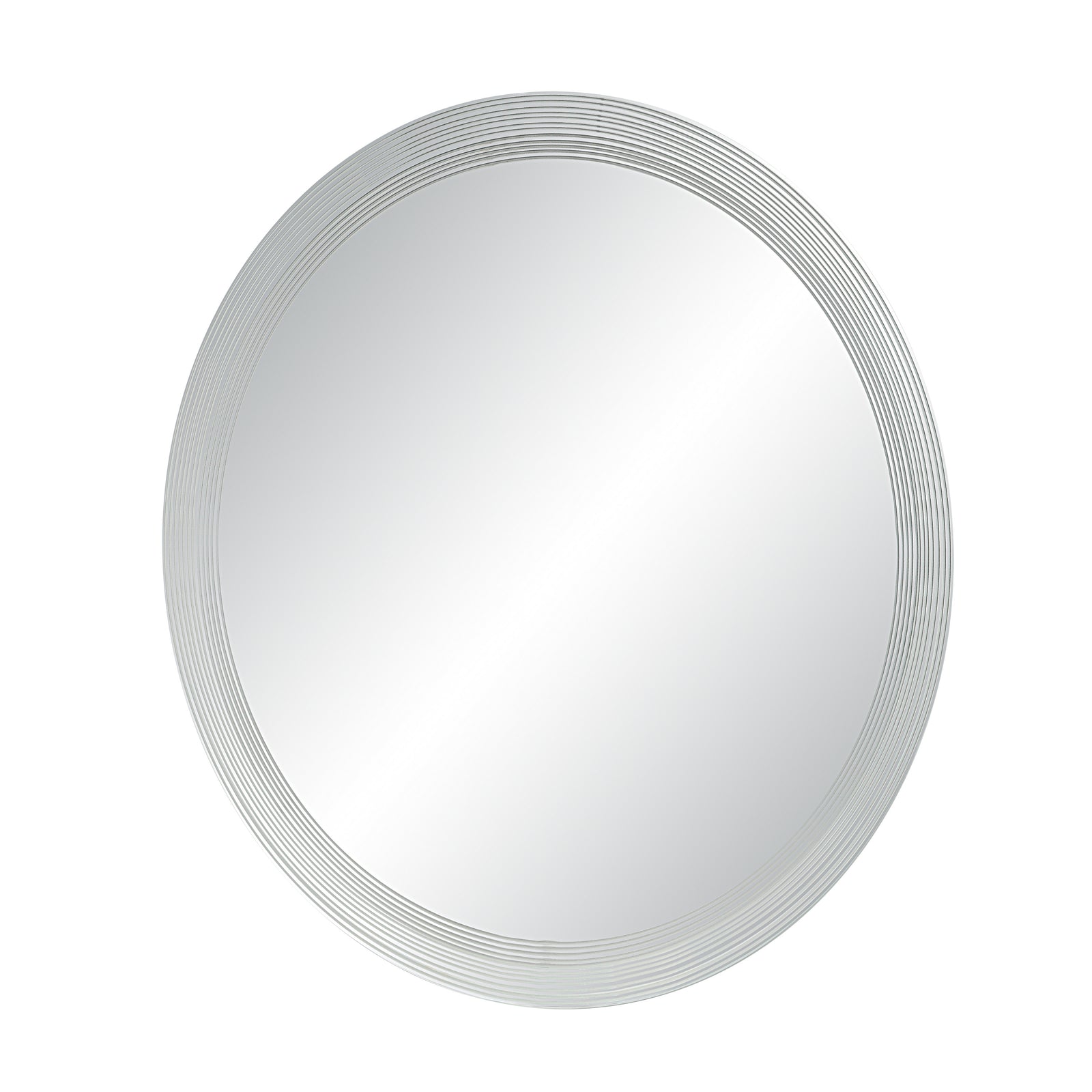 Osorno Wall Mirror with a round shape and textured silver frame
