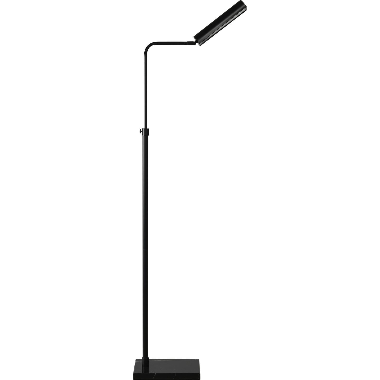 Fadia Floor Lamp in black, sleek design with a straight arm and cylindrical shade.