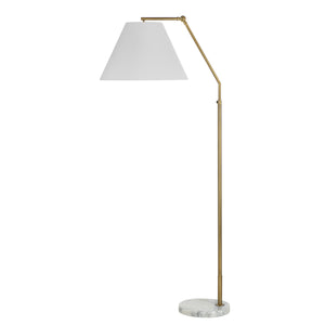 Claire Floor Lamp featuring a white shade and gold finish, marble base