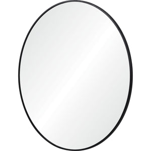 Claribel Wall Mirror in an oval shape, showcasing a sleek black frame and clear reflection.