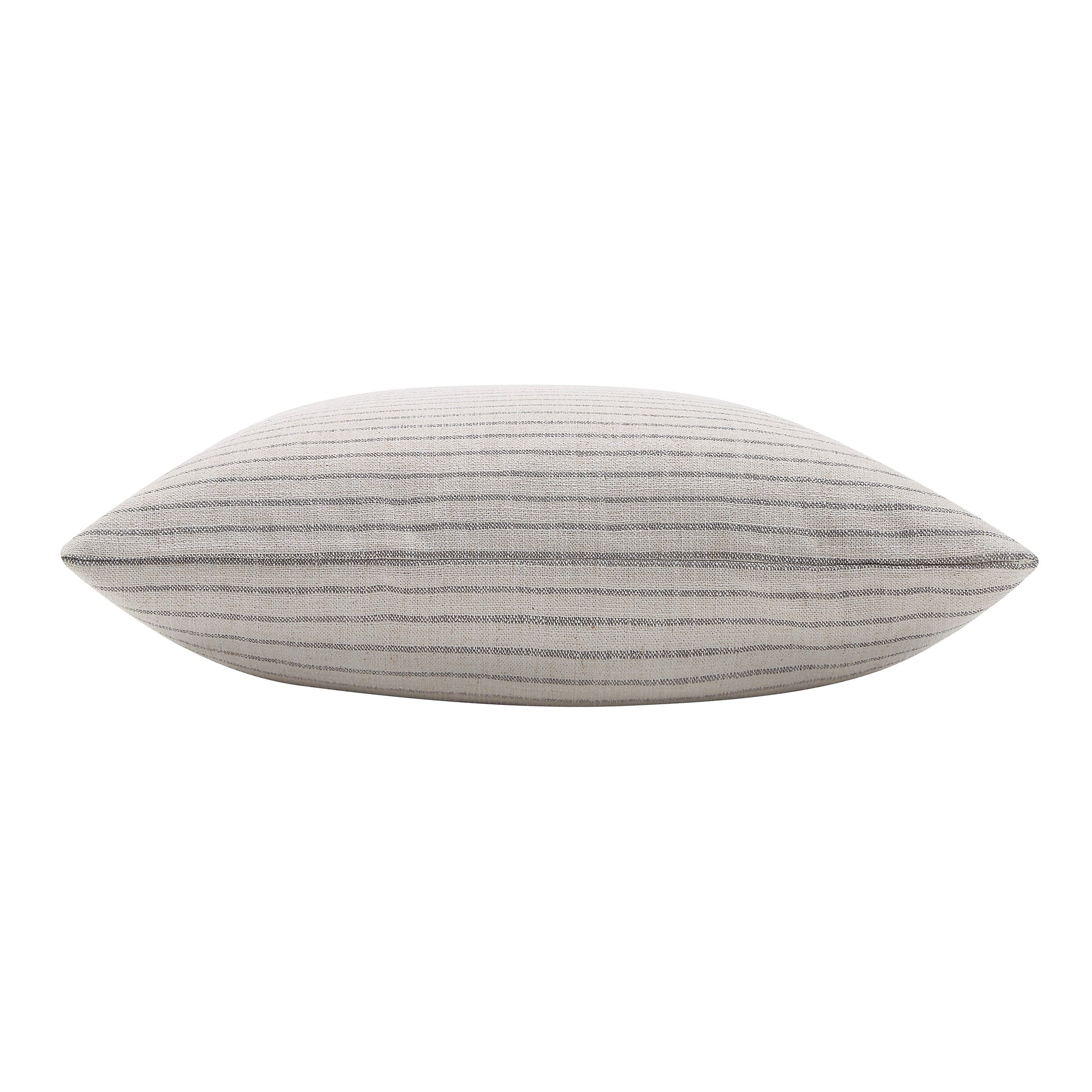 Lauren pillow viewed from the side, showcasing its striped design