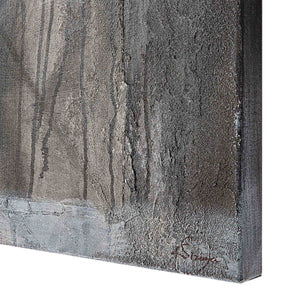 Close-up of Cassandra Canvas Art showing textured details and signature on the side.