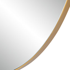 Close-up of the Peony Wall Mirror's gold frame, highlighting its sleek edge and reflective surface.