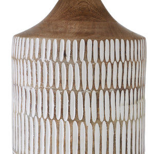 Wickes Table Lamp by Renwil showcasing the detailed pattern on the brown base.