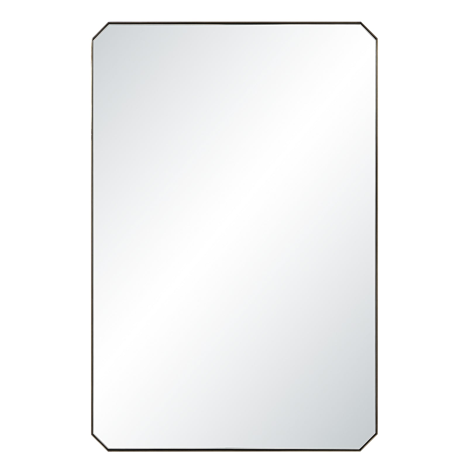 Nate mirror by Renwil, rectangular shape with octagonal corners, silver frame.