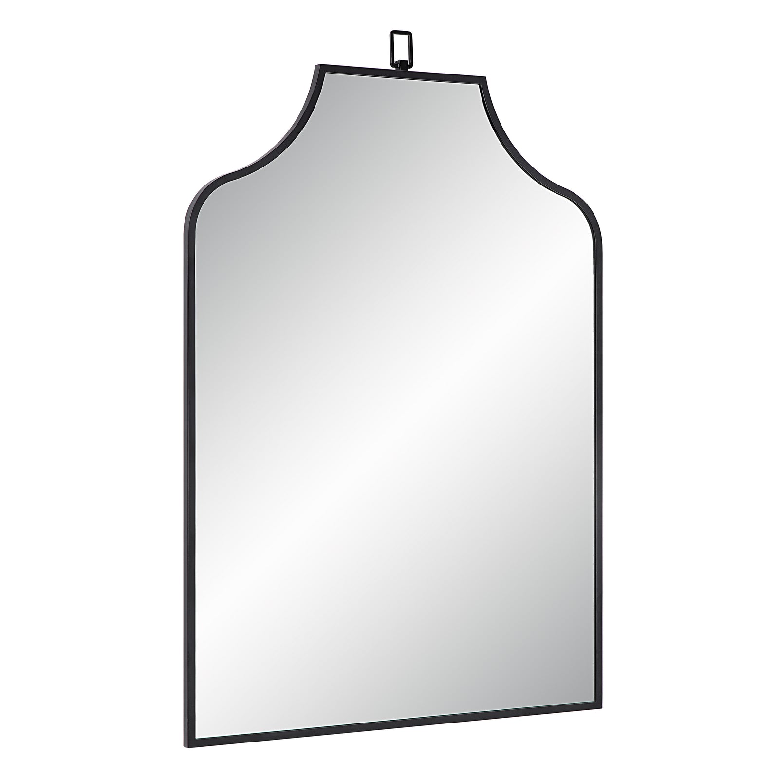 Breda Wall Mirror with a black frame, featuring a unique arch top design.