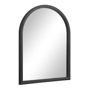 Olfito mirror featuring a black frame, arched design, angled view showing reflective surface.