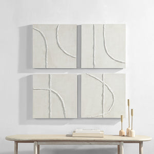 Cellier artwork displayed on a wall above a wooden table with decorative items.