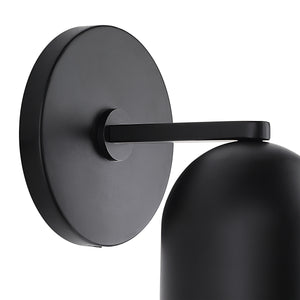 Valonia Wall Sconce in black showcasing the wall mount and arm detail
