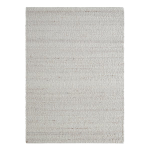 Meghan rug by Renwil, light gray woven texture with subtle variations, rectangular shape.