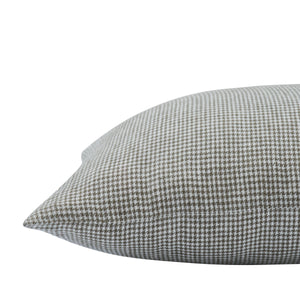 Side view of Giverny Indoor Pillow highlighting the textured black and white check fabric.