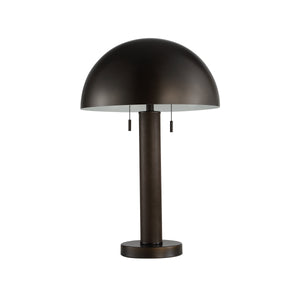Incanta floor lamp with a dome-shaped dark bronze shade and a cylindrical base