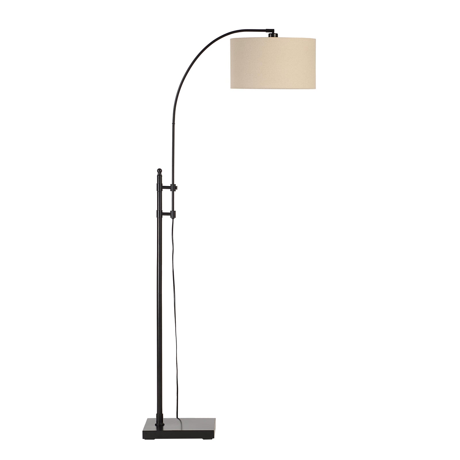 Crystal floor lamp by Renwil with a black metal base and beige fabric shade