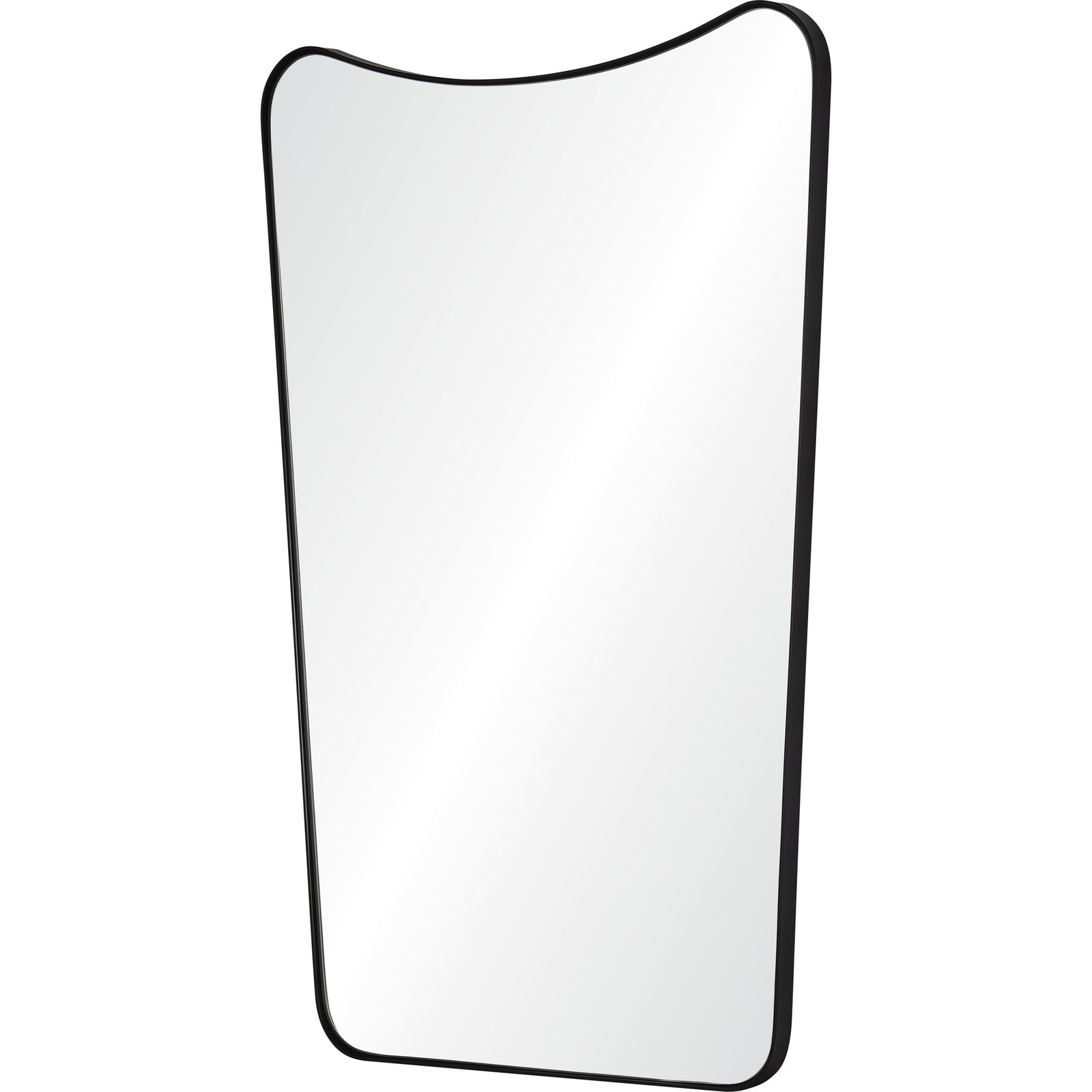 Nashua Wall Mirror with a curved top, black frame, and clear reflective surface