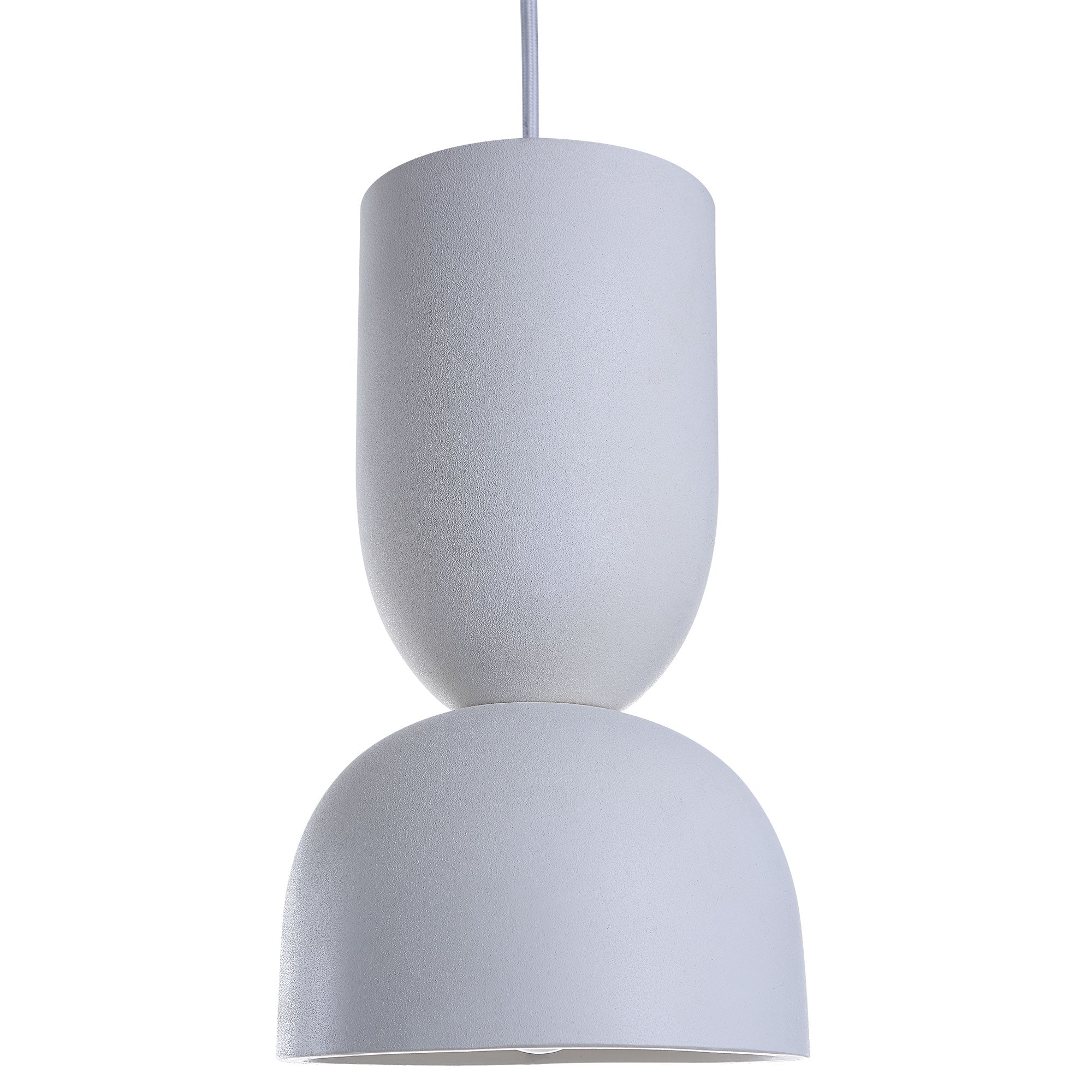 Kala Ceiling Fixture in white, highlighting its unique shape with a smooth surface and modern aesthetic.