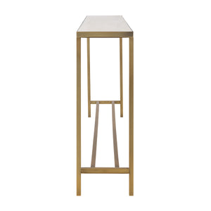 Bodin Console Table with gold metal frame, side view showcasing structure