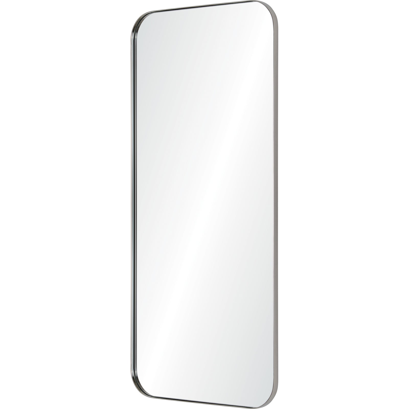 Delphinus Wall Mirror with rounded corners and a sleek silver frame