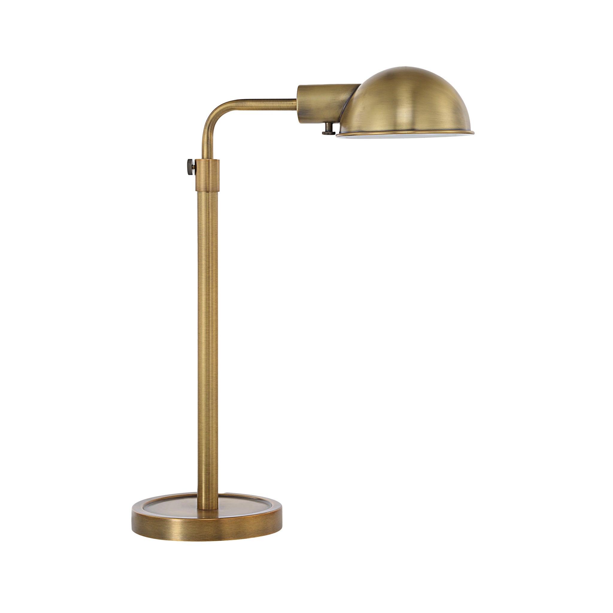 Halle Table Lamp in antique brass finish with a dome shade and circular base.