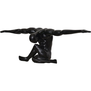 Mortal Statue by Renwil, black wall art depicting a muscular figure in a dynamic pose.