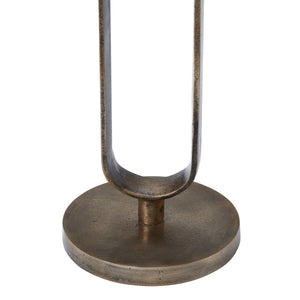 Close-up of Irene Side Table's bronze metal base and support structure, highlighting craftsmanship.