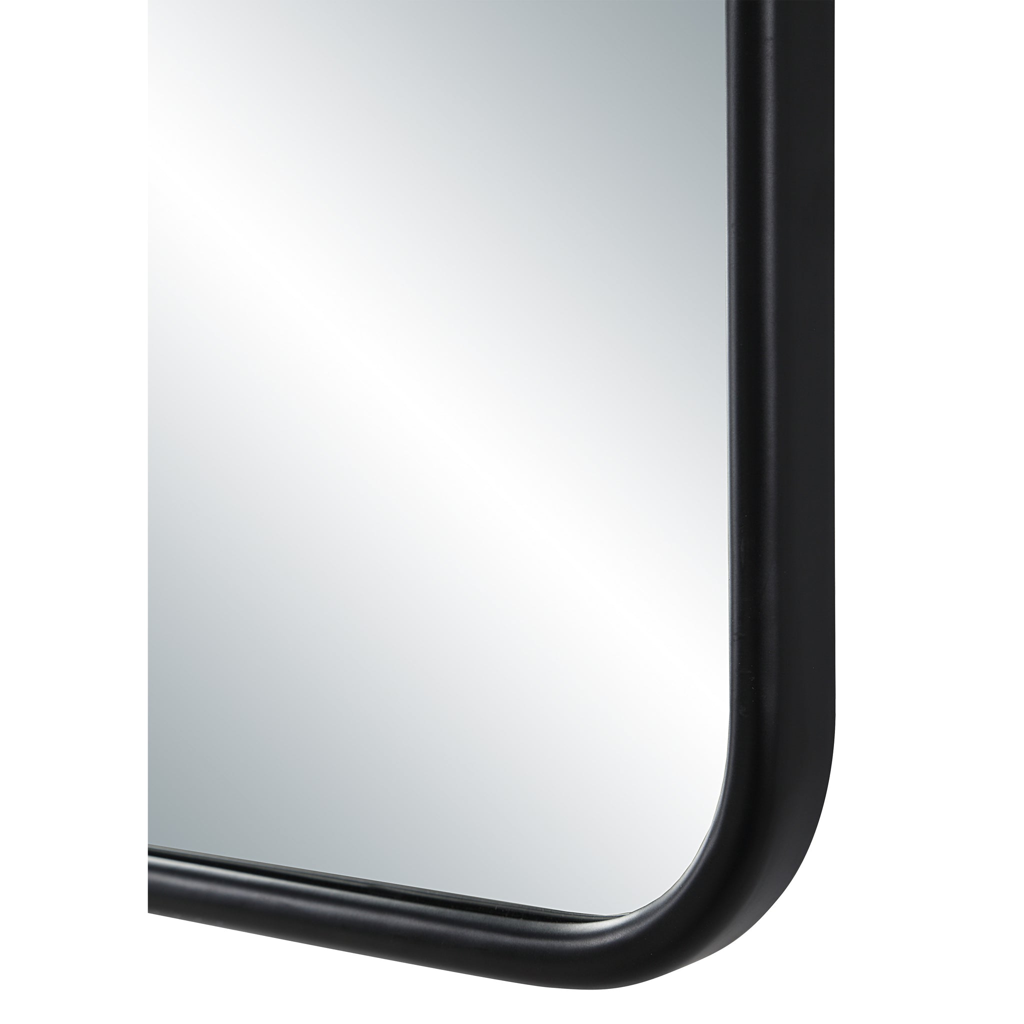 Close-up of the Cascais mirror's black frame and clear reflective surface.