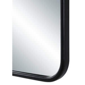 Close-up of the Cascais mirror's black frame and clear reflective surface.