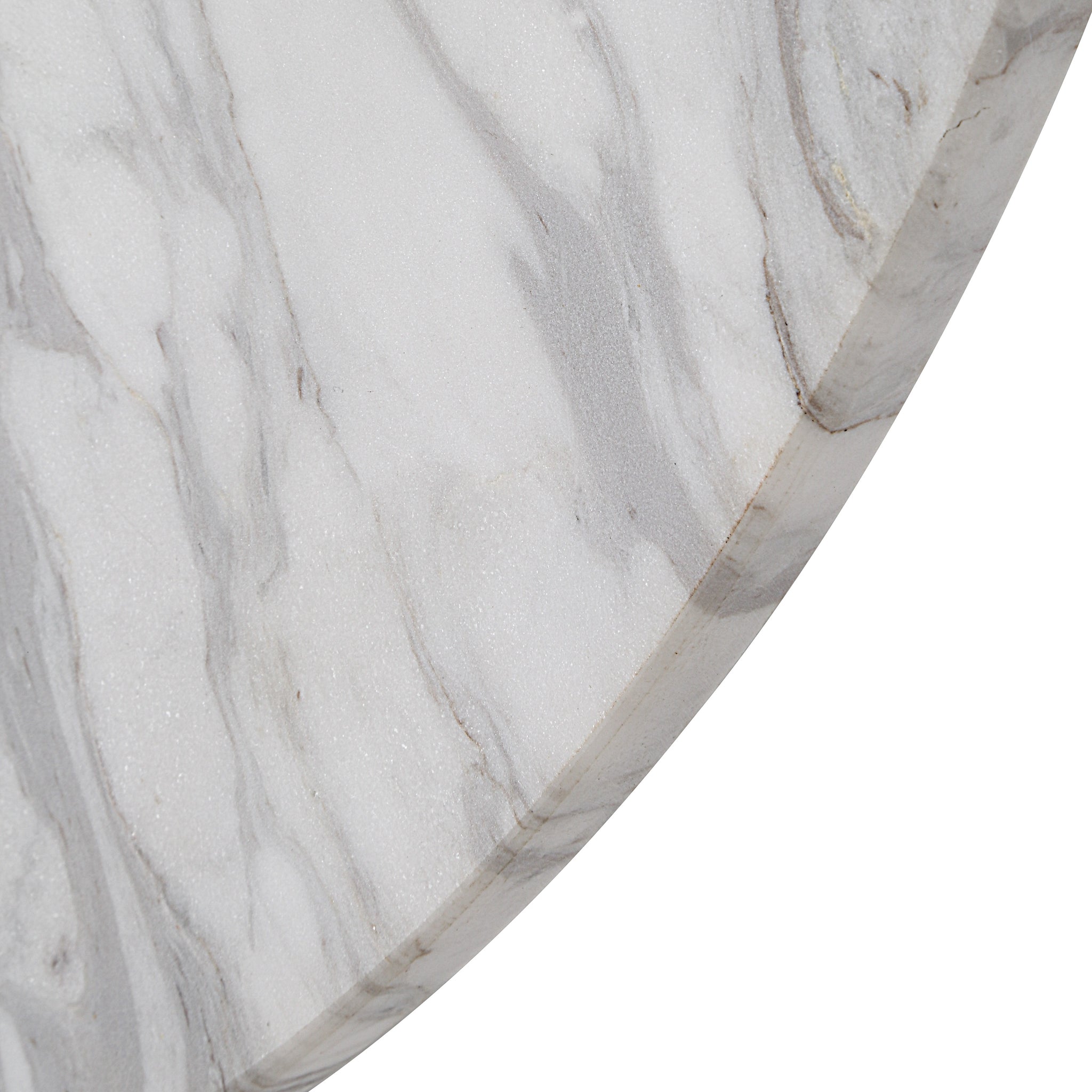 Close-up of Dayton clock showing the textured white marble edge