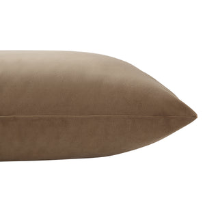Alchemilla Indoor Pillow in brown velvet, side view showcasing its tapered edge.