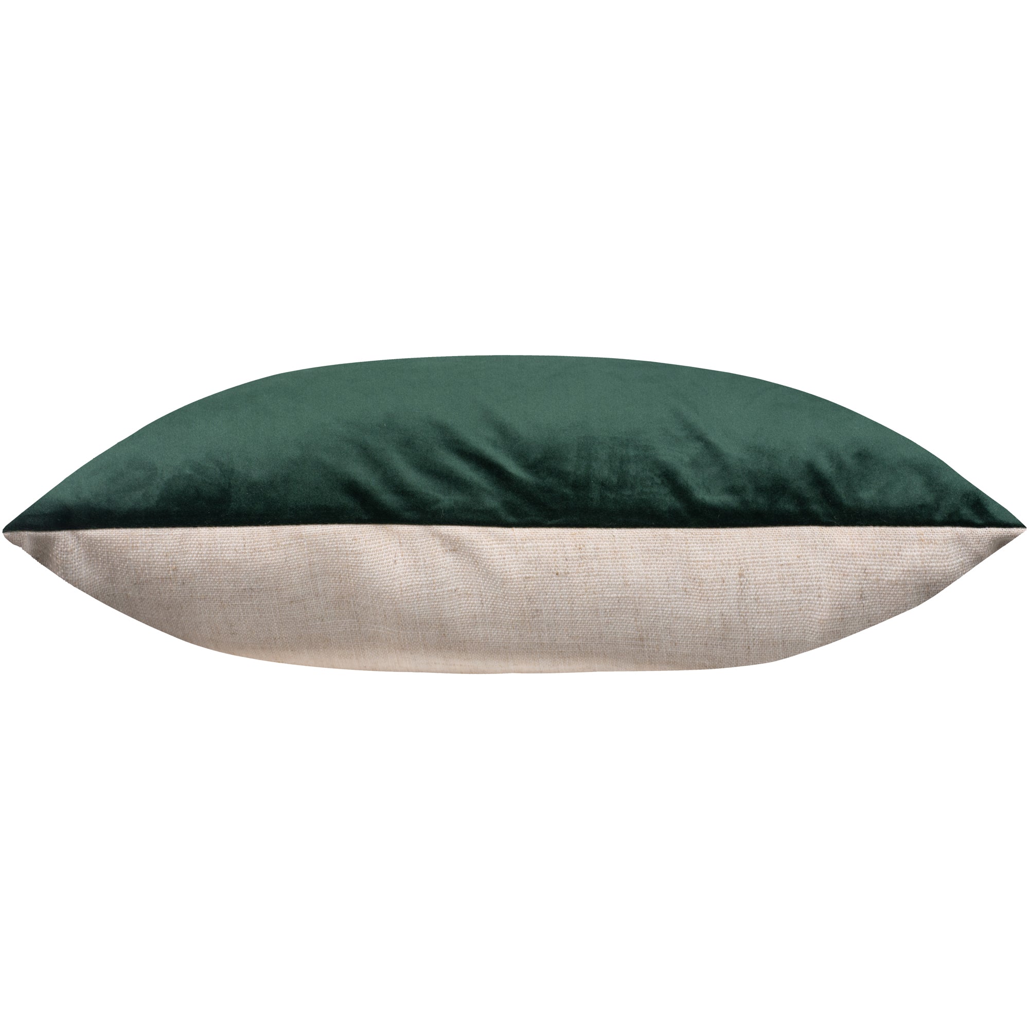 Olive Indoor Pillow featuring a dark green top and beige bottom