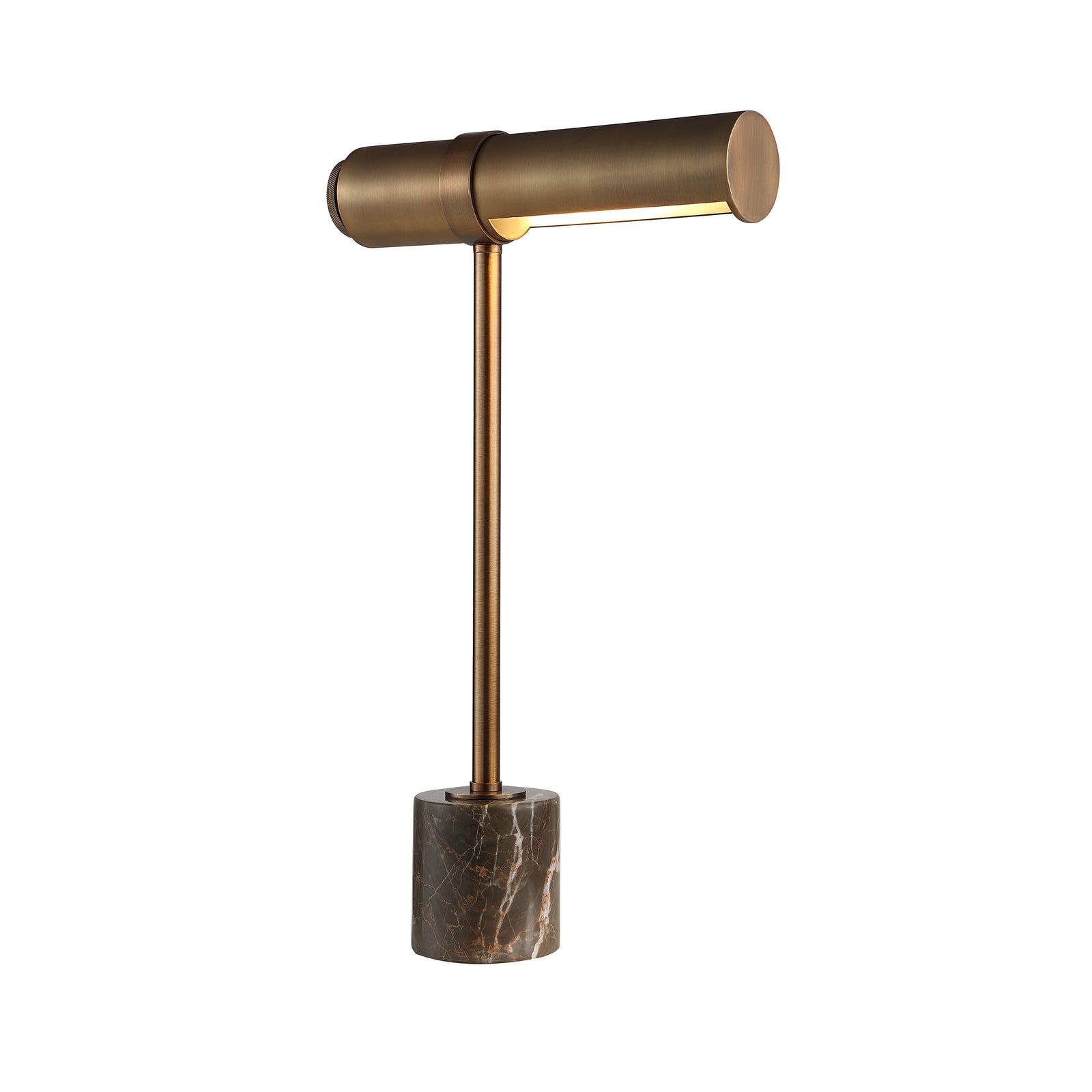 Gusle Table Lamp by Renwil with a bronze finish and marble base, showcasing a modern design.