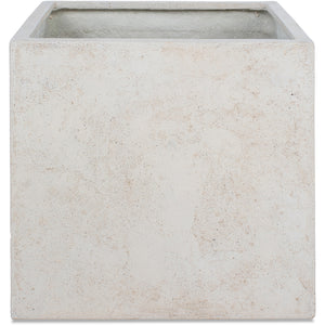 Alona Planter featuring a square design in light concrete with a smooth finish.