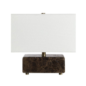 Cabo table lamp with a white fabric shade and a dark marble base.