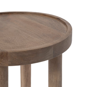 Close-up of Cicoria side table showing round top and wood grain detail