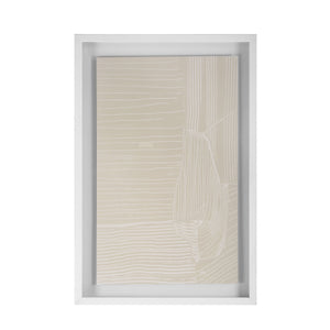Marlon wall art featuring a beige design with white lines in a white frame.