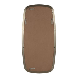 Back view of Jacossa mirror displaying a brown backing with metal frame details