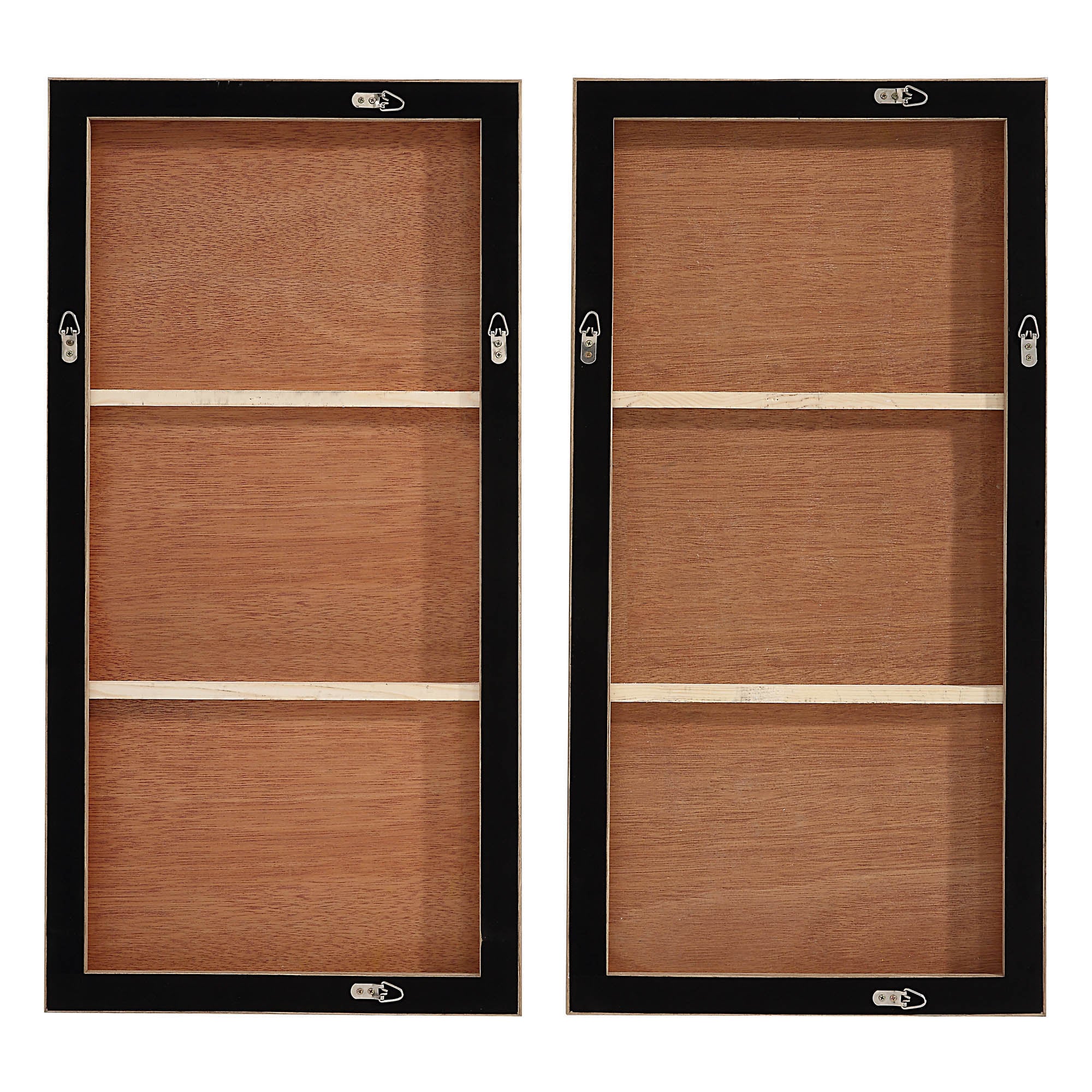 Volterra Wall Art by Renwil, back view of two-panel wall art showing wood backing and hangers.