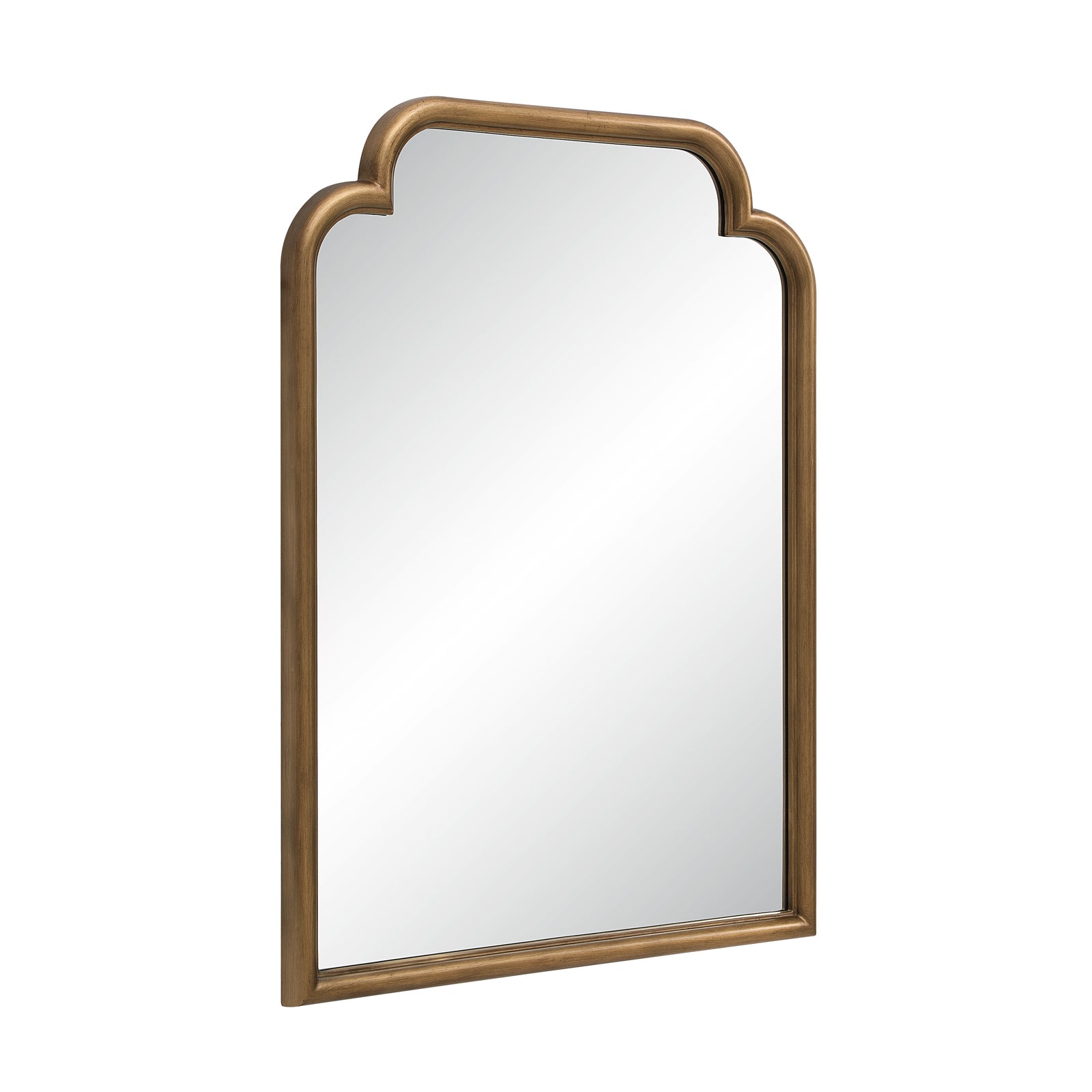 Emilien mirror with an arched top, gold-toned frame, and reflective surface.